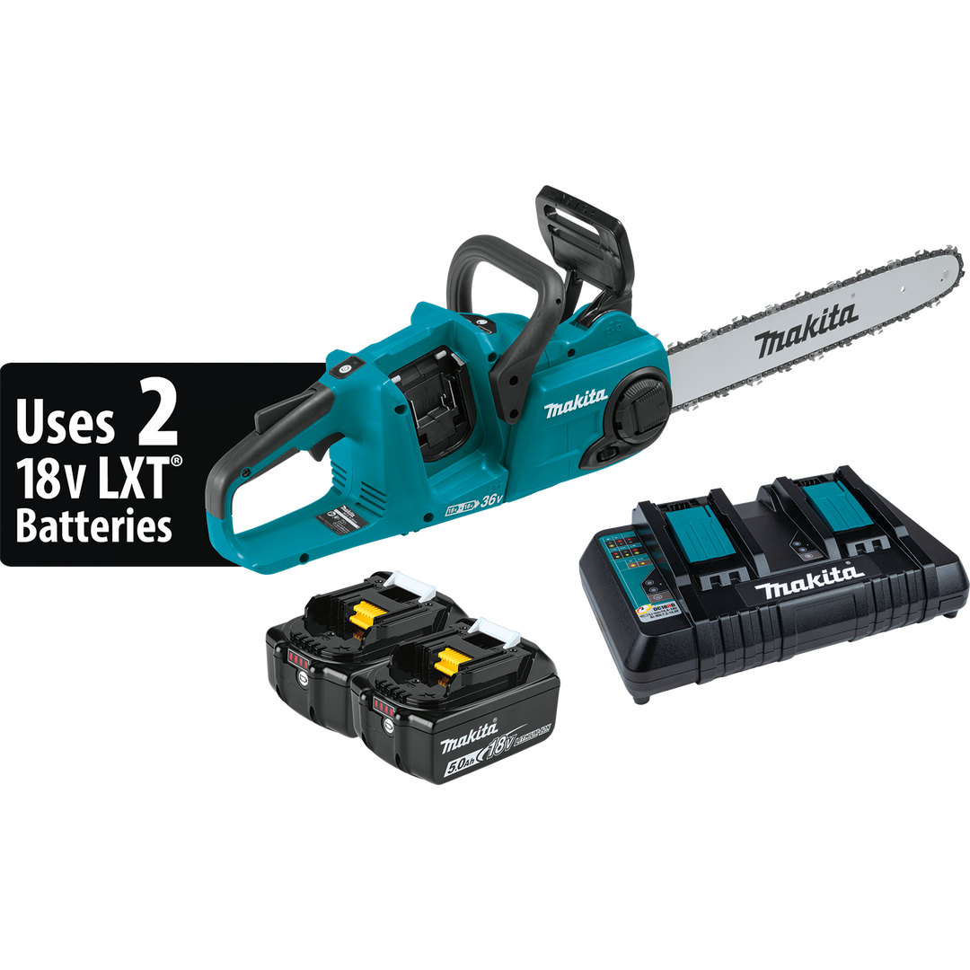 MAKITA 36V (18V X2) LXT® Brushless 16" Chain Saw Kit (5.0Ah) XCU04PT