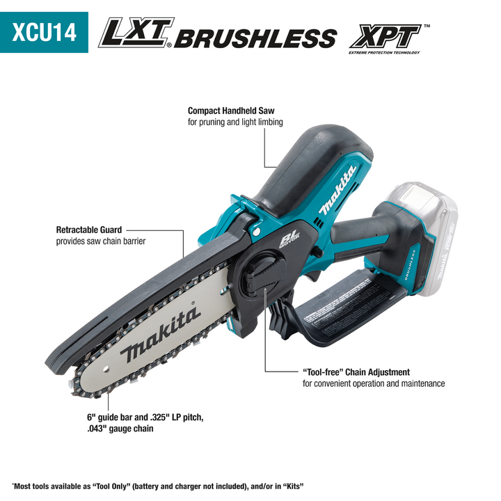 MAKITA 18V LXT® Lithium‑Ion Brushless Cordless 6" Pruning Saw Kit (2.0Ah) XCU14SR1