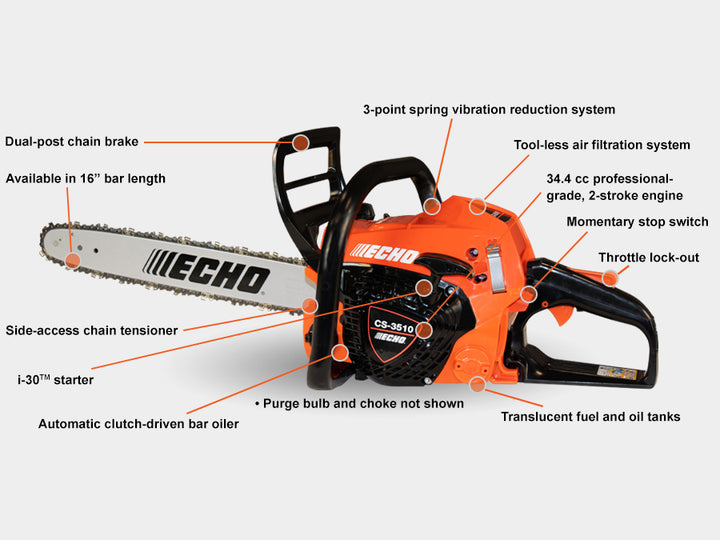 ECHO CS-3510 GASOLINE CHAINSAW WITH 16" BAR AND CHAIN