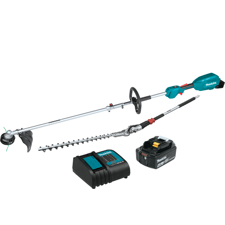 MAKITA 18V LXT® Lithium‑Ion Brushless Cordless Couple Shaft Power Head Kit w/ 13" String Trimmer & 20" Hedge Trimmer Attachments (4.0Ah) XUX02SM1X2