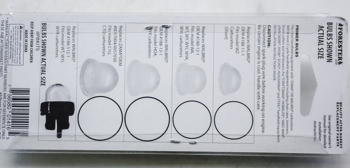 FORESTER PRIMER 5 PC BULB ASSORTMENT REPLACES ZAMA AND WALBRO