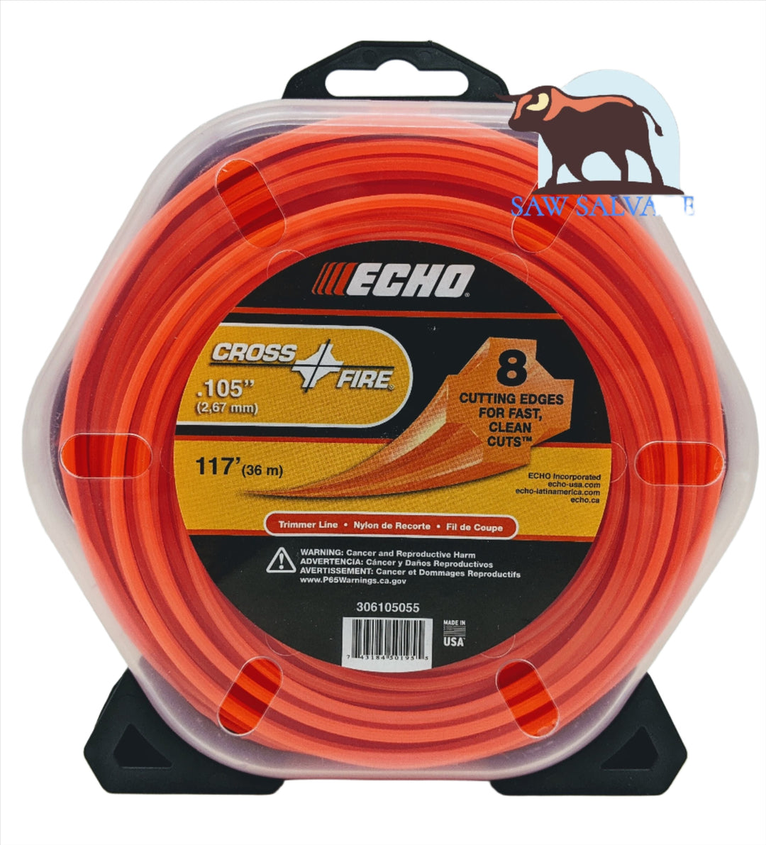 GENUINE ECHO CROSSFIRE TRIMMER LINE .105 1/2 LB PACKAGE - www.SawSalvage.co Traverse Creek Inc.