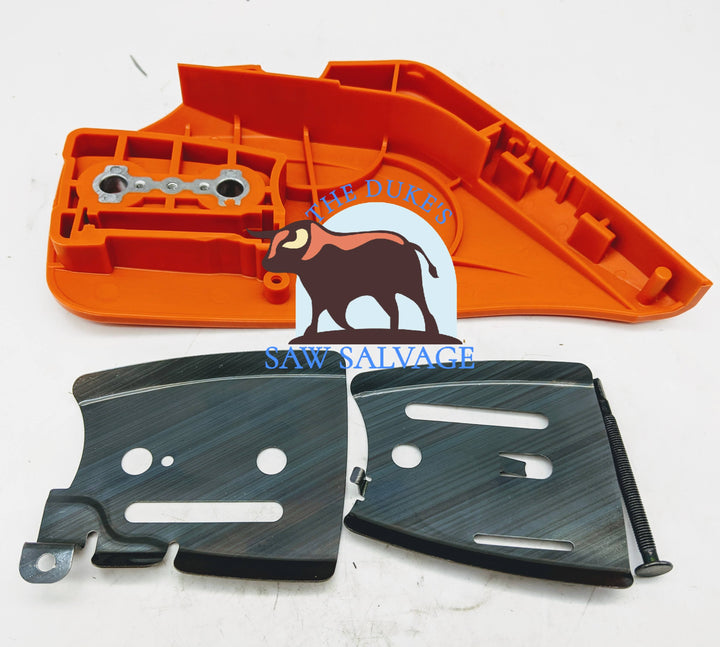 GENUINE ECHO CS-590 TIMBERWOLF CLUTCH SIDE SPROCKET COVER WITH BAR PLATES - www.SawSalvage.co Traverse Creek Inc.