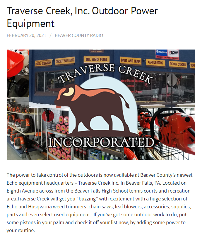 Our Write Up In The Beaver Valley Radio Small Business Spotlight!