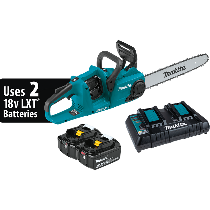 MAKITA 36V (18V X2) LXT® Brushless 16" Chain Saw Kit (5.0Ah) XCU04PT