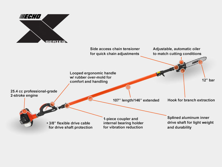 ECHO PPT-2620 X-SERIES PROFESSIONAL POWER PRUNER POLE SAW