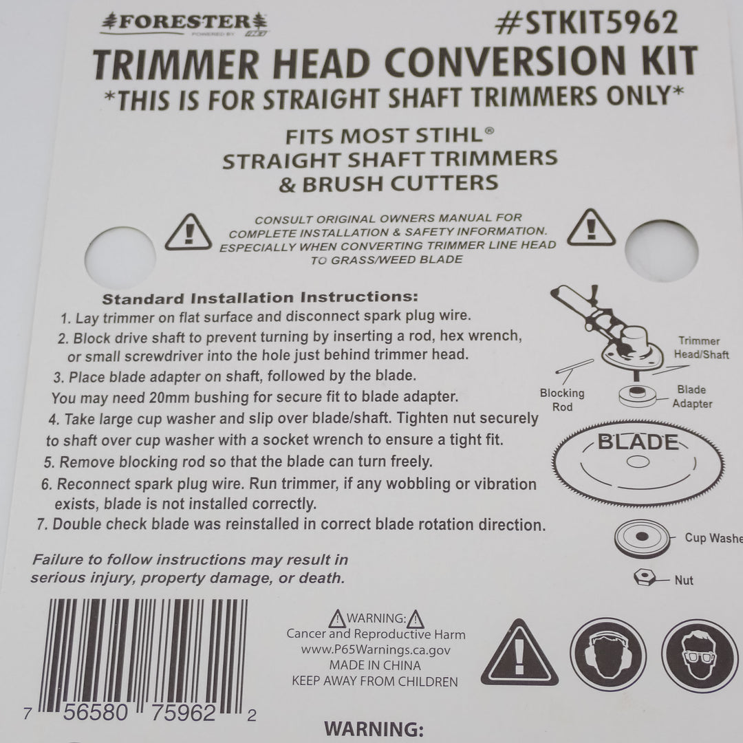 FORESTER BRUSHCUTTER CONVERSION KIT, FITS STRAIGHT SHAFT STIHL TRIMMERS