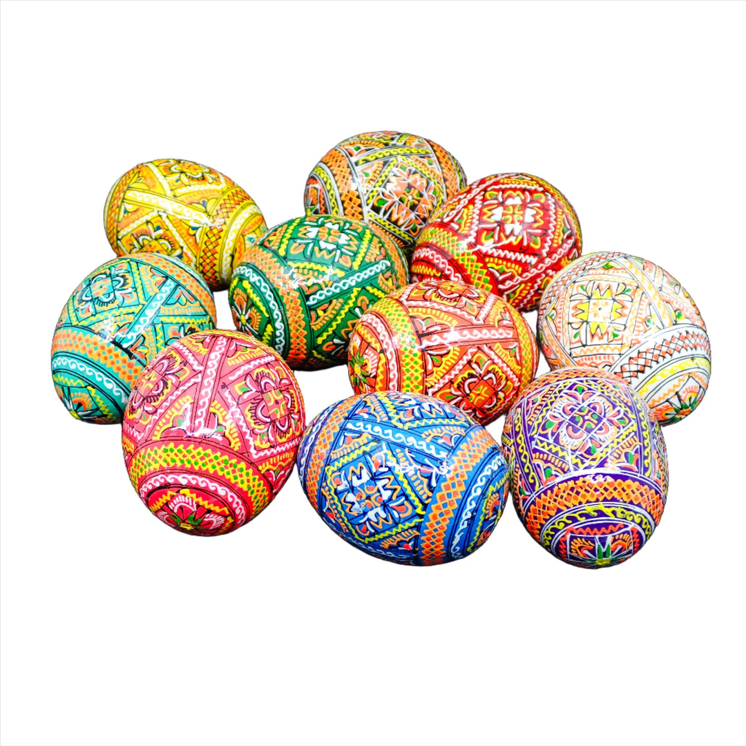 10-PACK WOODEN HANDMADE UKRAINIAN PYSANKY EASTER EGGS MADE IN UKRAINE