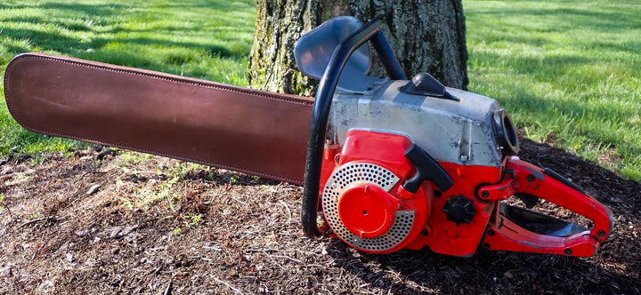 LEATHER CHAINSAW BAR COVER SCABBARD WITH WRENCH HOLDER 36"