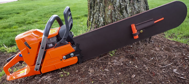 LEATHER CHAINSAW BAR COVER SCABBARD WITH WRENCH HOLDER 36"