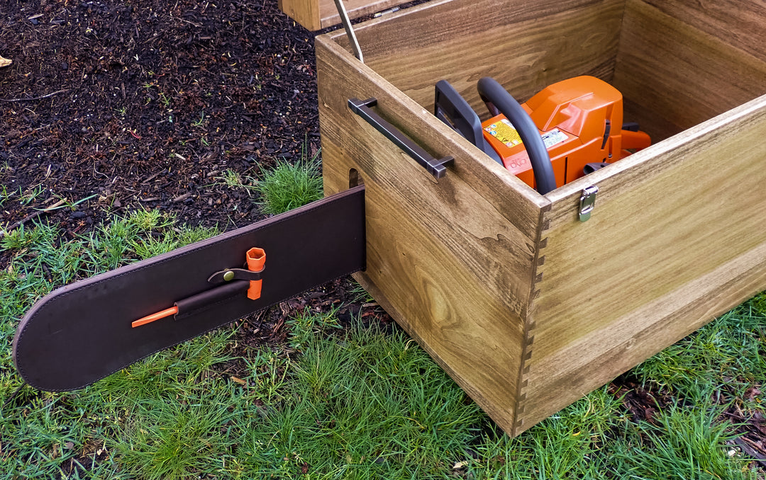 DUKE'S WOODEN CHAINSAW CARRY STORAGE CASE FITS STIHL, HUSQVARNA ECHO