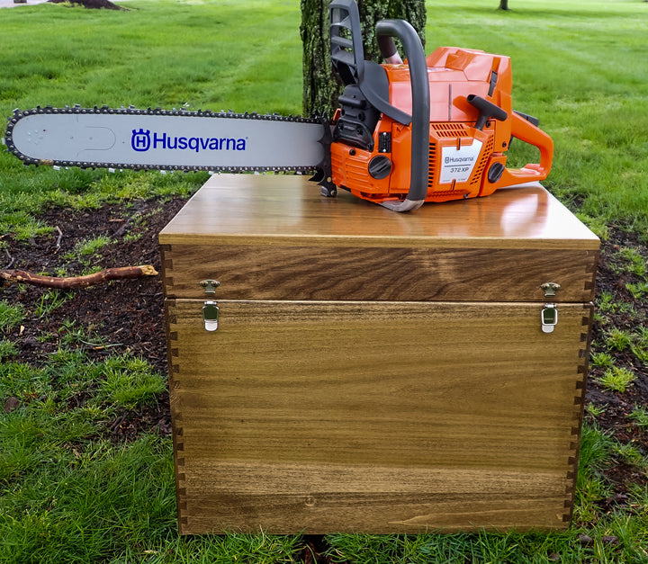 DUKE'S WOODEN CHAINSAW CARRY STORAGE CASE FITS STIHL, HUSQVARNA ECHO