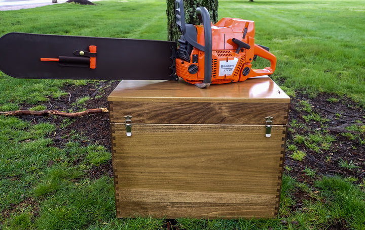 DUKE'S WOODEN CHAINSAW CARRY STORAGE CASE FITS STIHL, HUSQVARNA ECHO