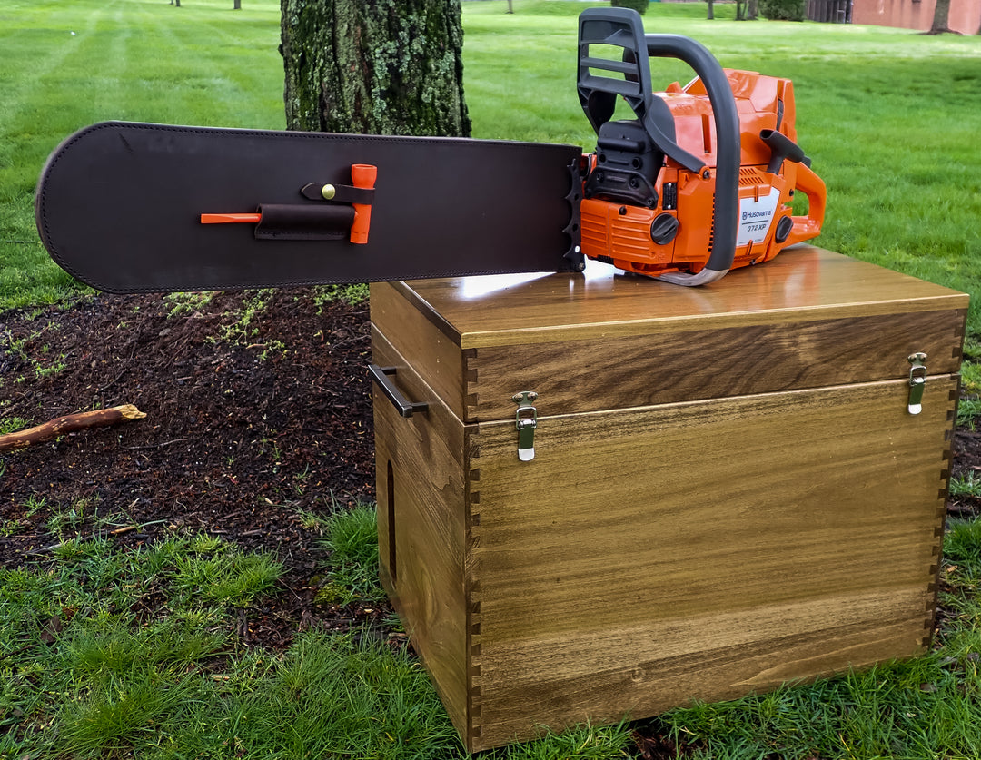 DUKE'S WOODEN CHAINSAW CARRY STORAGE CASE FITS STIHL, HUSQVARNA ECHO