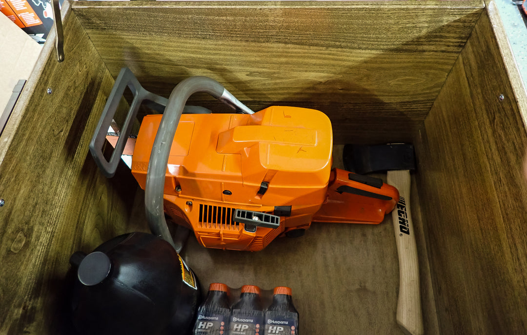 DUKE'S WOODEN CHAINSAW CARRY STORAGE CASE FITS STIHL, HUSQVARNA ECHO