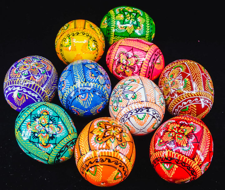 10-PACK WOODEN HANDMADE UKRAINIAN PYSANKY EASTER EGGS MADE IN UKRAINE