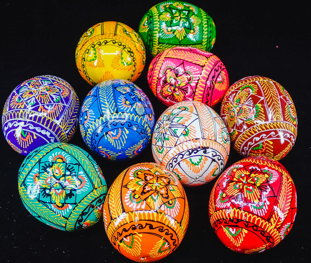 10-PACK WOODEN HANDMADE UKRAINIAN PYSANKY EASTER EGGS MADE IN UKRAINE