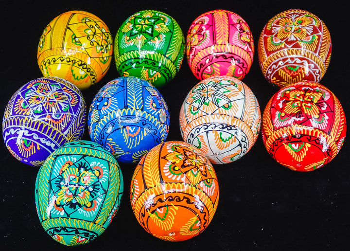 10-PACK WOODEN HANDMADE UKRAINIAN PYSANKY EASTER EGGS MADE IN UKRAINE