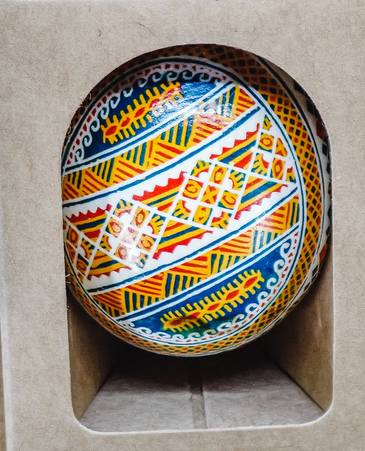 ONE PYSANKY EASTER EGG HANDMADE IN LVIV, UKRAINE WITH REAL CHICKEN EGG