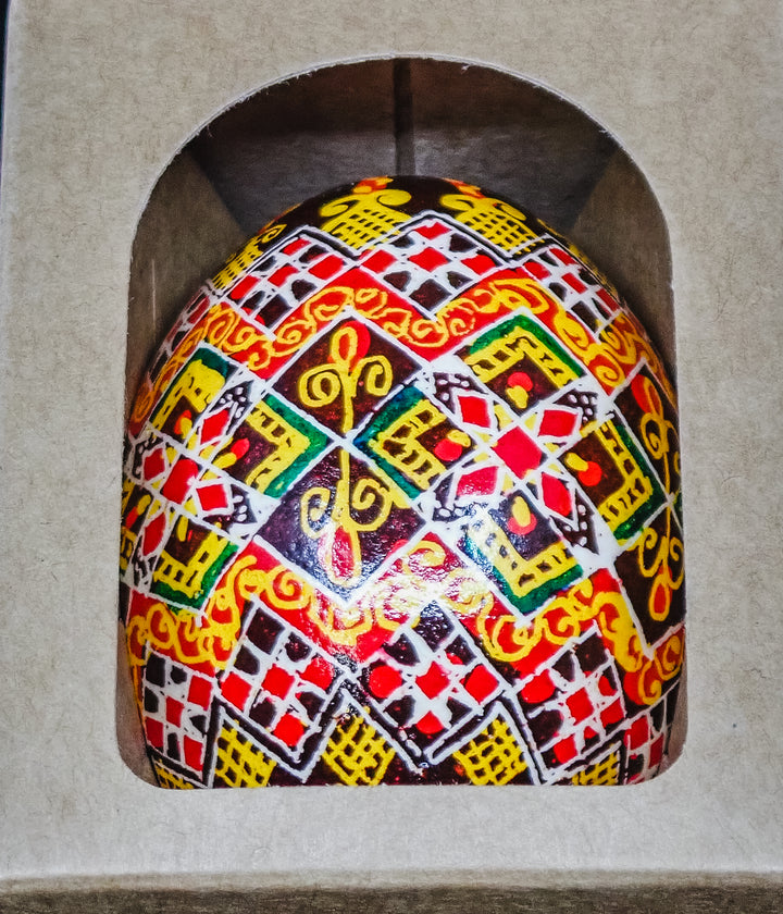 ONE PYSANKY EASTER EGG HANDMADE IN LVIV, UKRAINE WITH REAL CHICKEN EGG