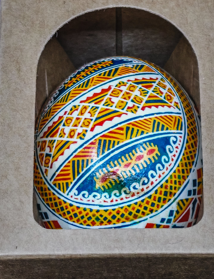 ONE PYSANKY EASTER EGG HANDMADE IN LVIV, UKRAINE WITH REAL CHICKEN EGG