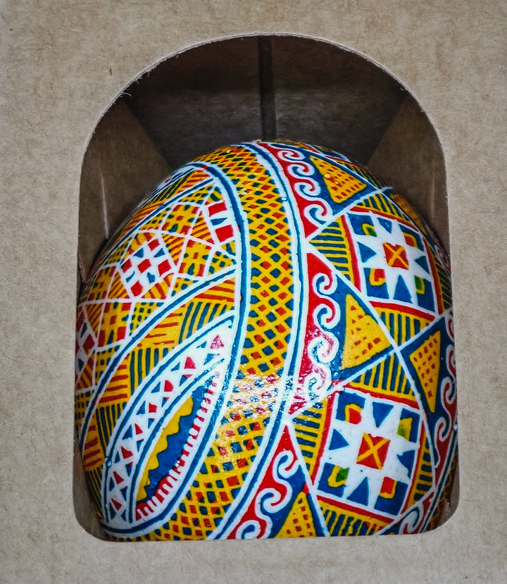 ONE PYSANKY EASTER EGG HANDMADE IN LVIV, UKRAINE WITH REAL CHICKEN EGG