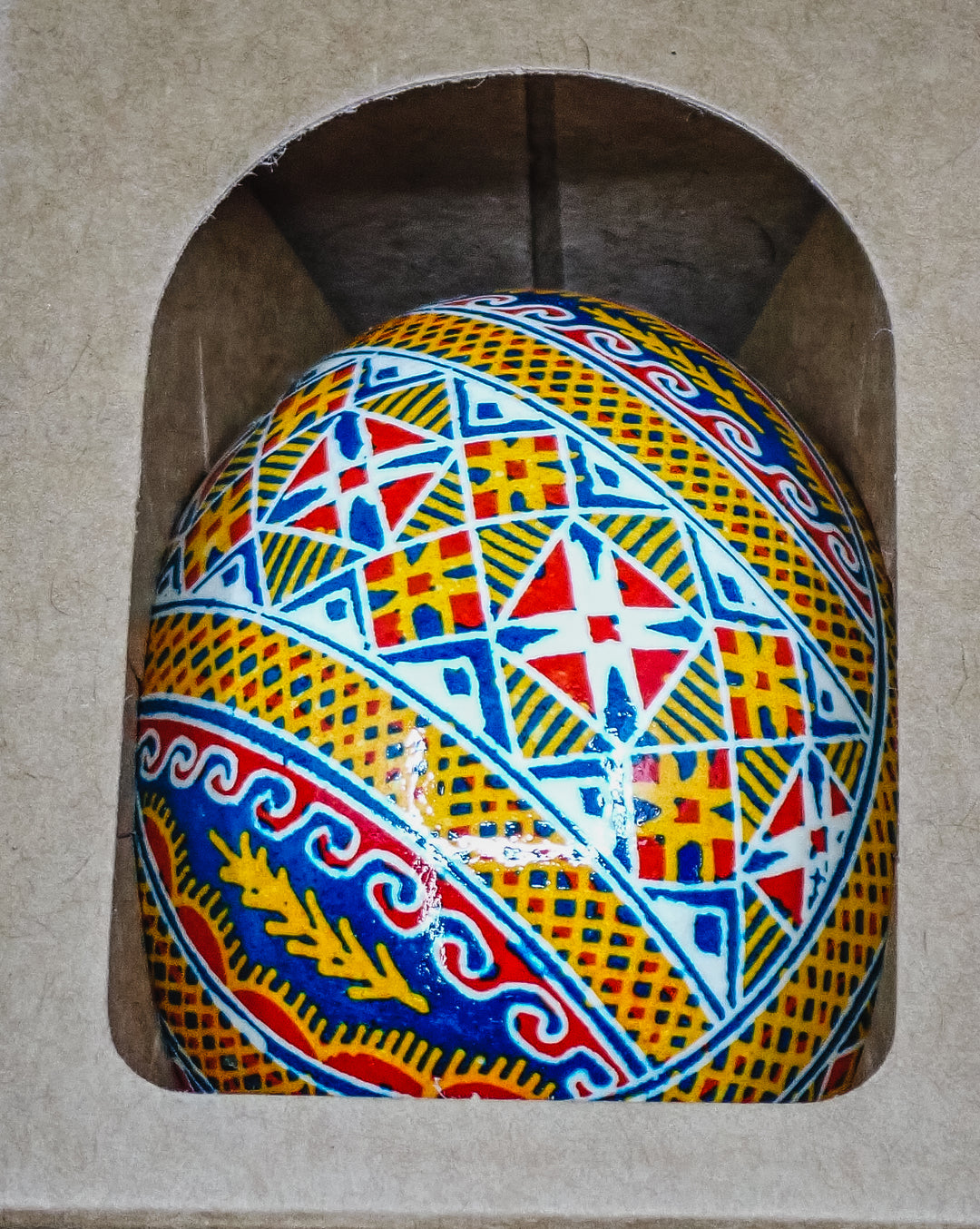 ONE PYSANKY EASTER EGG HANDMADE IN LVIV, UKRAINE WITH REAL CHICKEN EGG