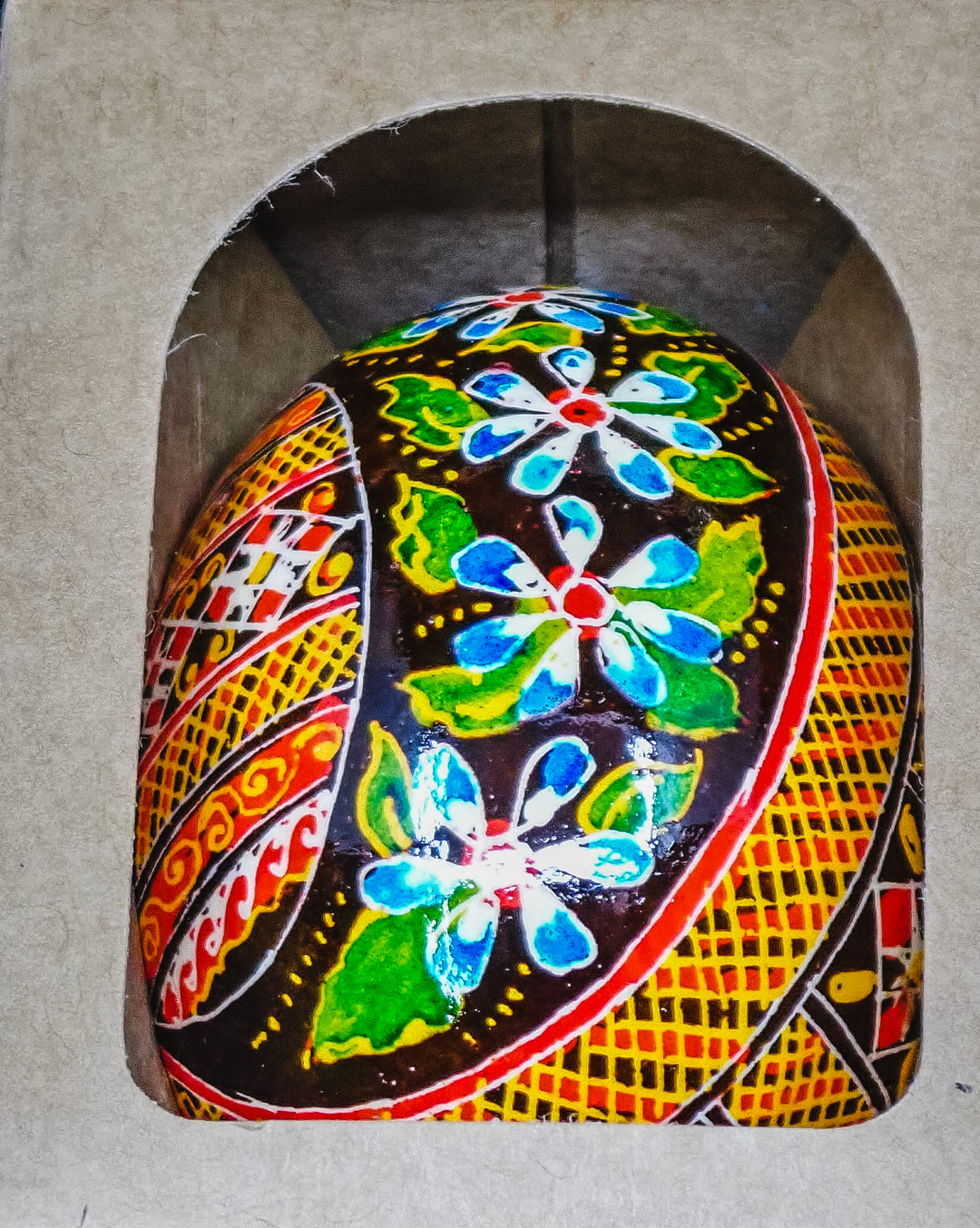 ONE PYSANKY EASTER EGG HANDMADE IN LVIV, UKRAINE WITH REAL CHICKEN EGG