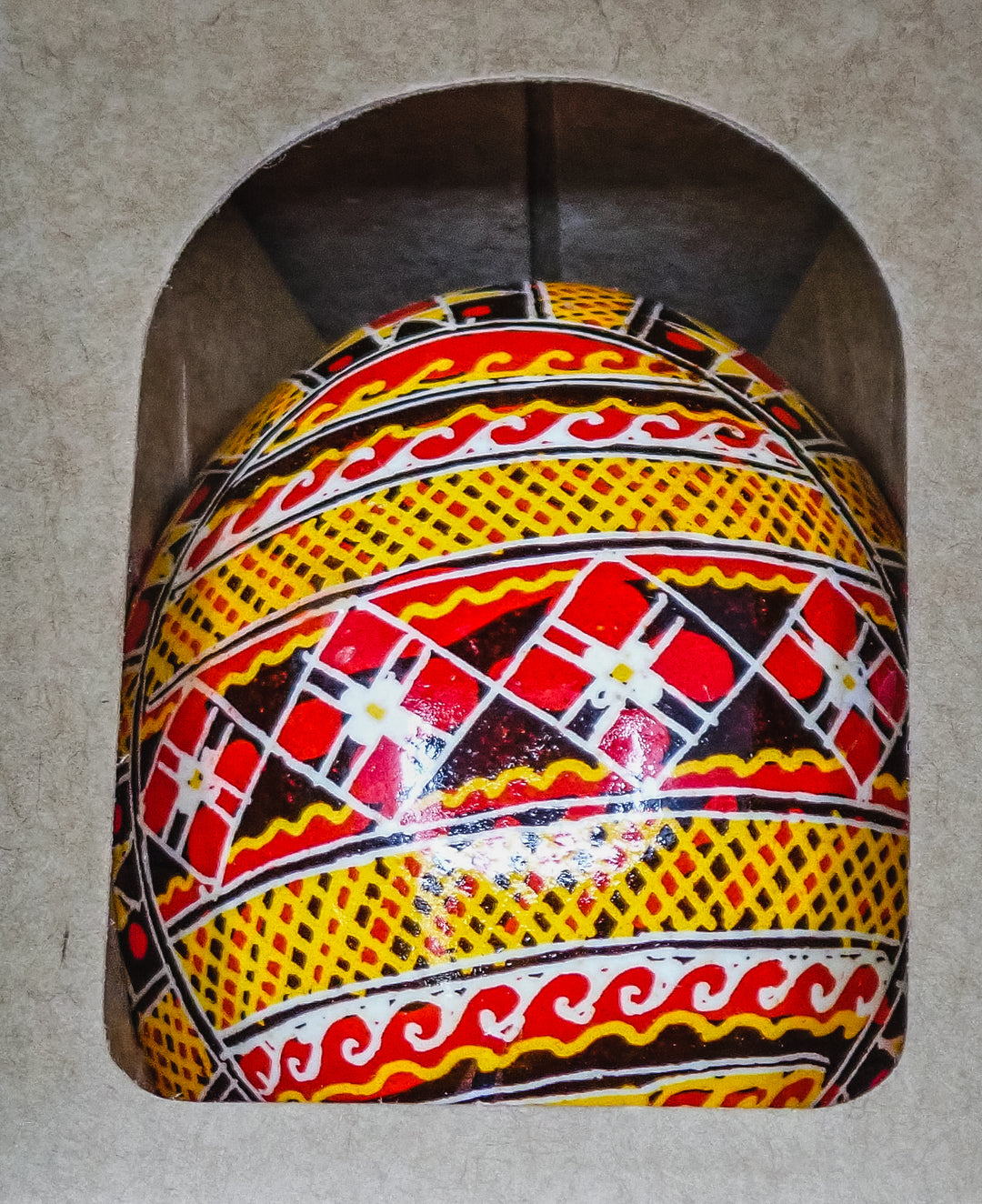 ONE PYSANKY EASTER EGG HANDMADE IN LVIV, UKRAINE WITH REAL CHICKEN EGG