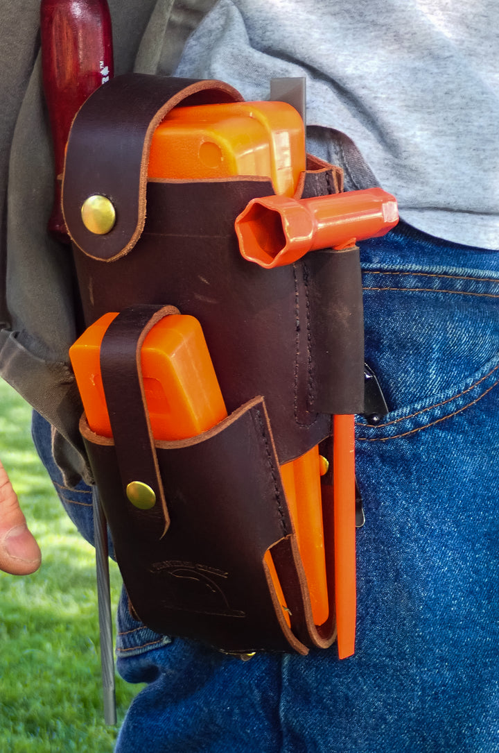 THE DUKE'S HANDMADE LEATHER LOGGER'S WEDGE FILE TOOL POUCH