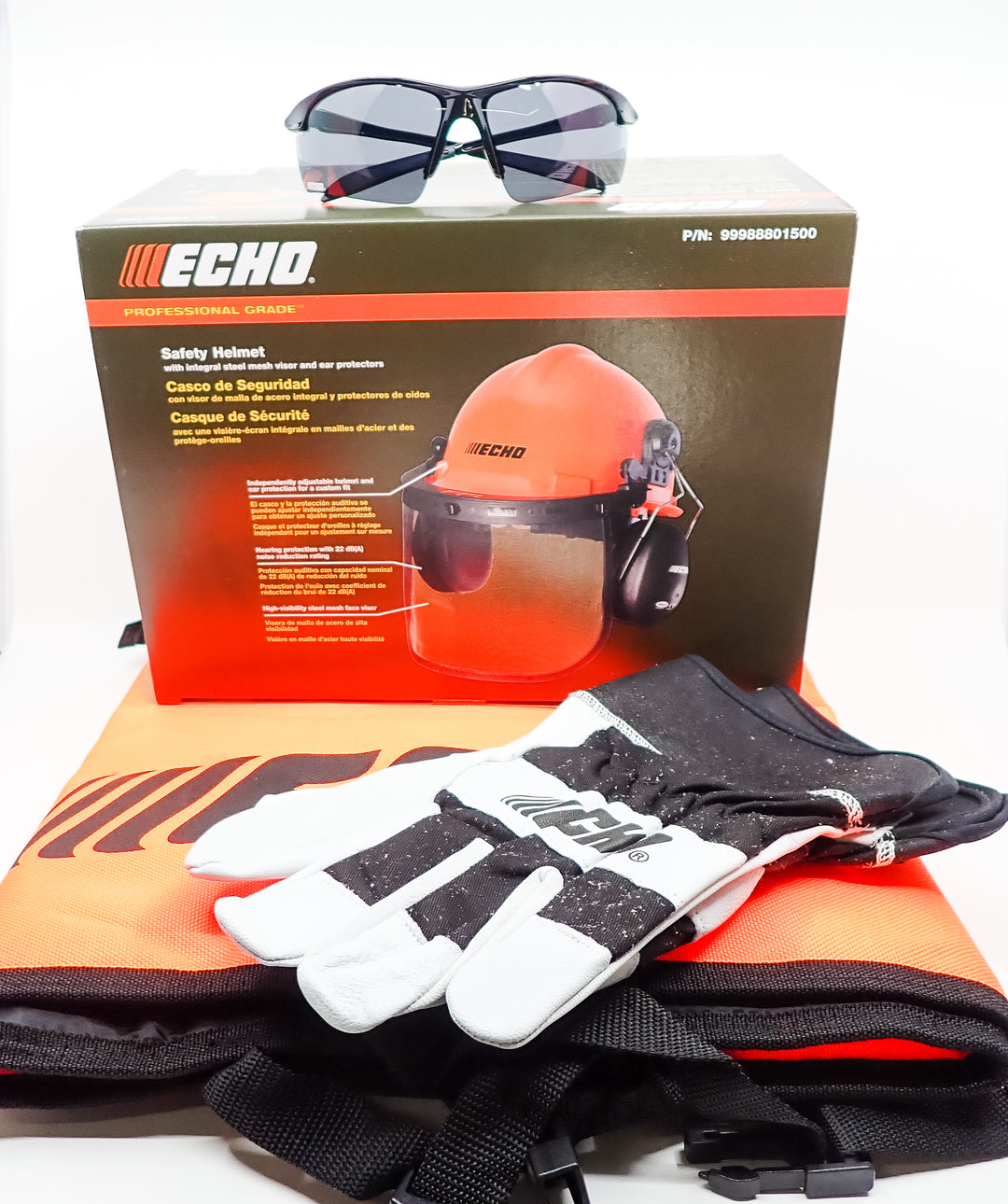 GENUINE ECHO CHAINSAW SAFETY KIT HELMET GLASSES CHAPS GLOVES 99988801527