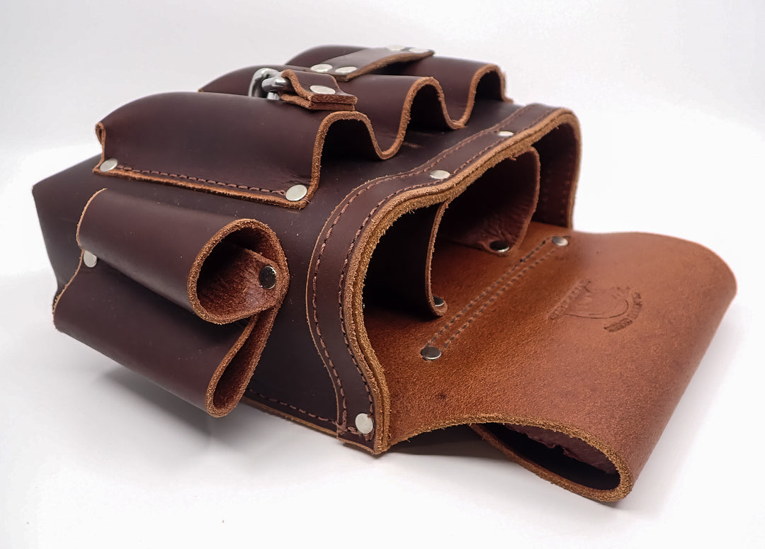 RUGGED HEAVY DUTY ELECTRICIAN'S TOOL POUCH OIL TANNED LEATHER, MADE IN USA!