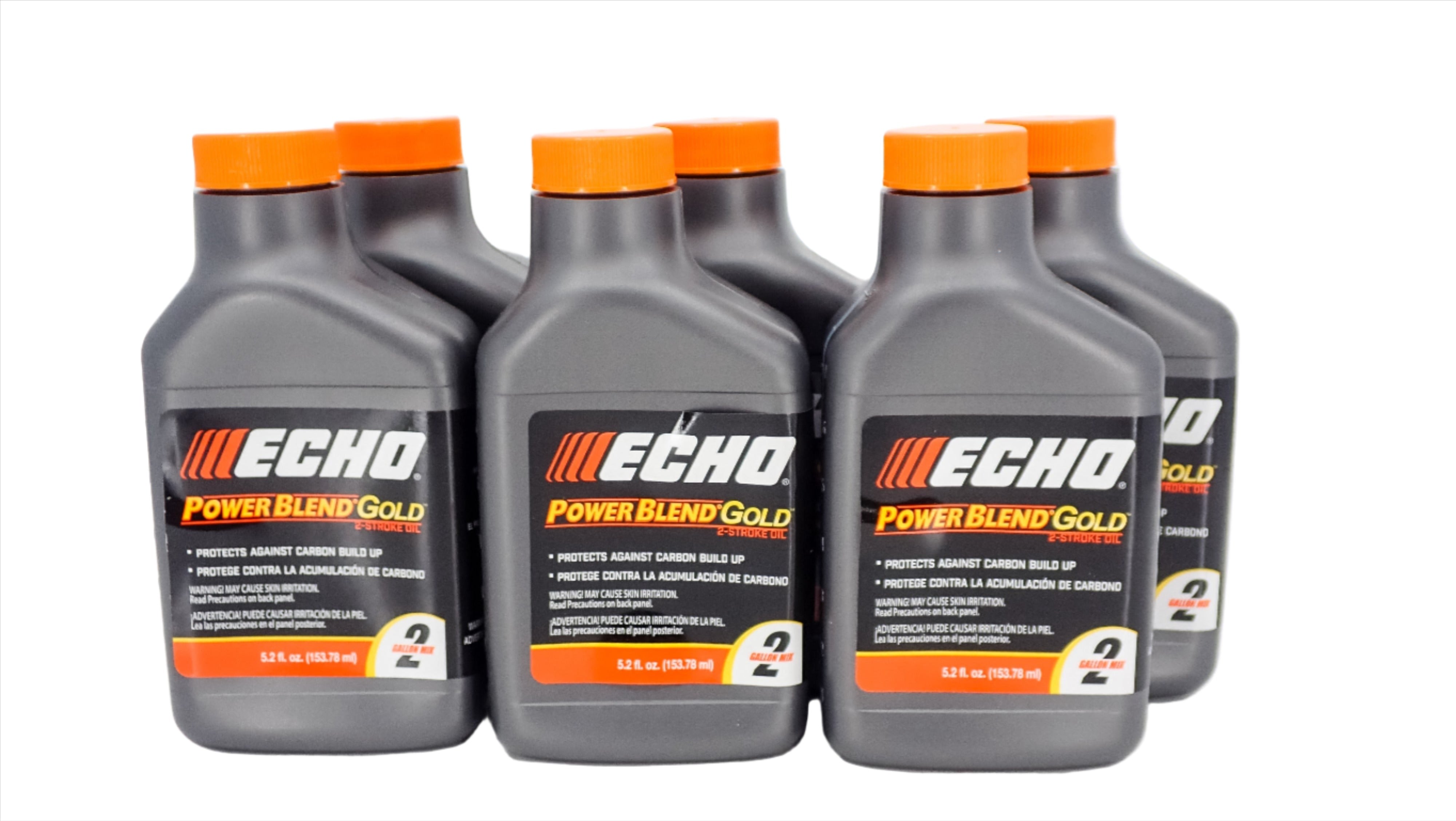 GENUINE ECHO POWER BLEND GOLD 6 PACK, 5.2 OZ BOTTLE 50:1 2 GALLON