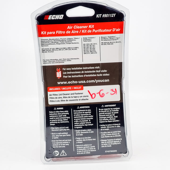 GENUINE OEM ECHO YOU-CAN AIR FILTER KIT 90112Y FITS SRM-210 SRM-230 + MORE