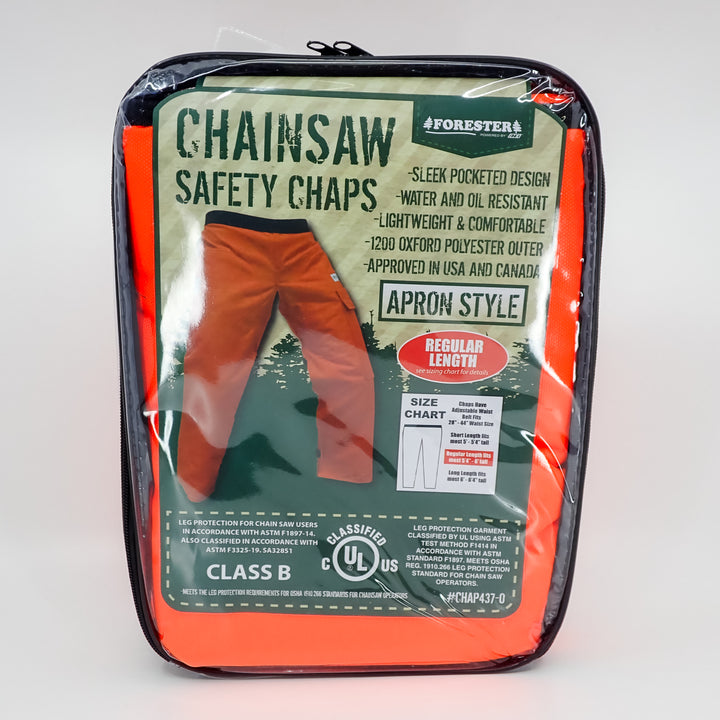 FORESTER 37" ORANGE APRON STYLE CHAINSAW SAFETY CHAPS