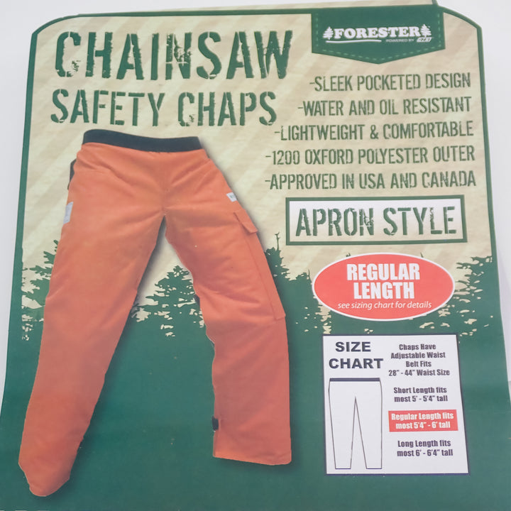 FORESTER 37" ORANGE APRON STYLE CHAINSAW SAFETY CHAPS