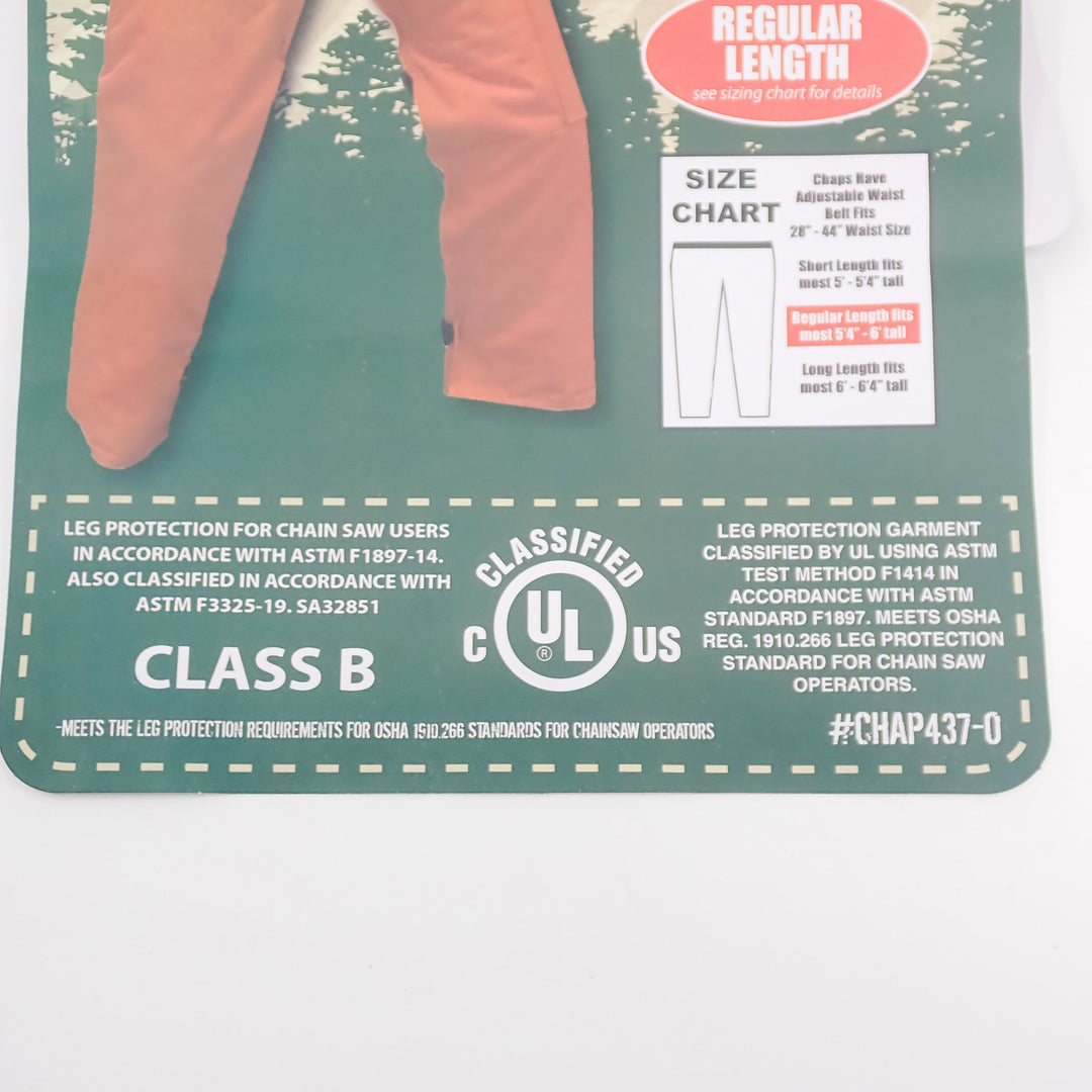 FORESTER 37" ORANGE APRON STYLE CHAINSAW SAFETY CHAPS