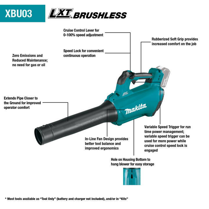 18V LXT® Lithium‑Ion Brushless Cordless Blower, Tool Only XBU03Z