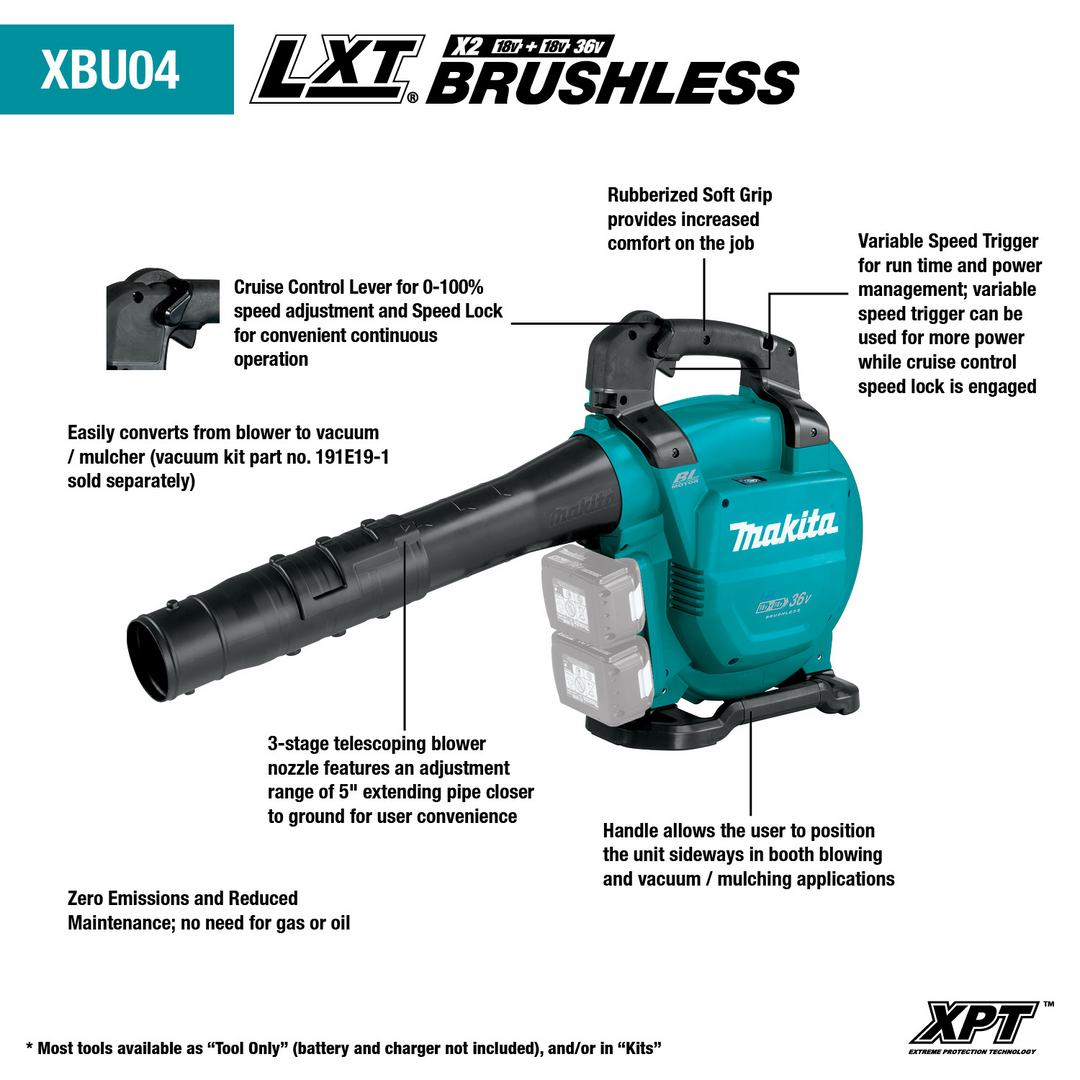 36V (18V X2) LXT® Brushless Blower, Tool Only XBU04Z