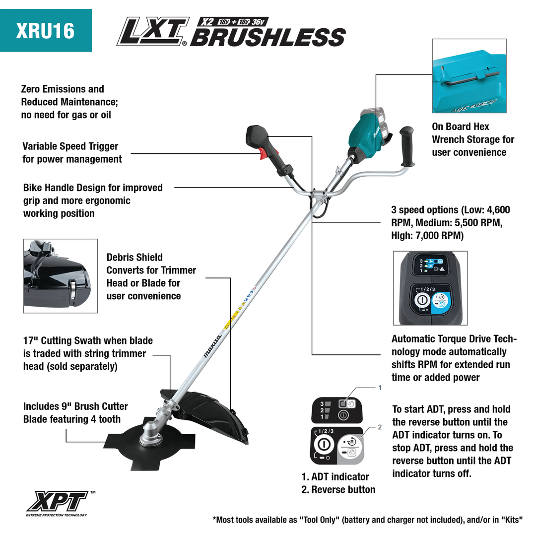 36V (18V X2) LXT® Brushless Brush Cutter Kit (5.0Ah) XRU16PT