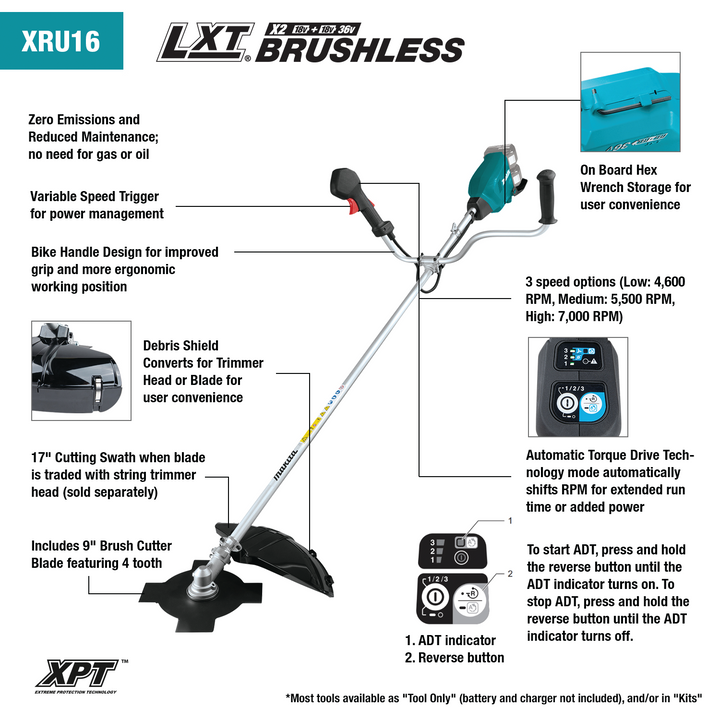 36V (18V X2) LXT® Brushless Brush Cutter Kit (5.0Ah) XRU16PT