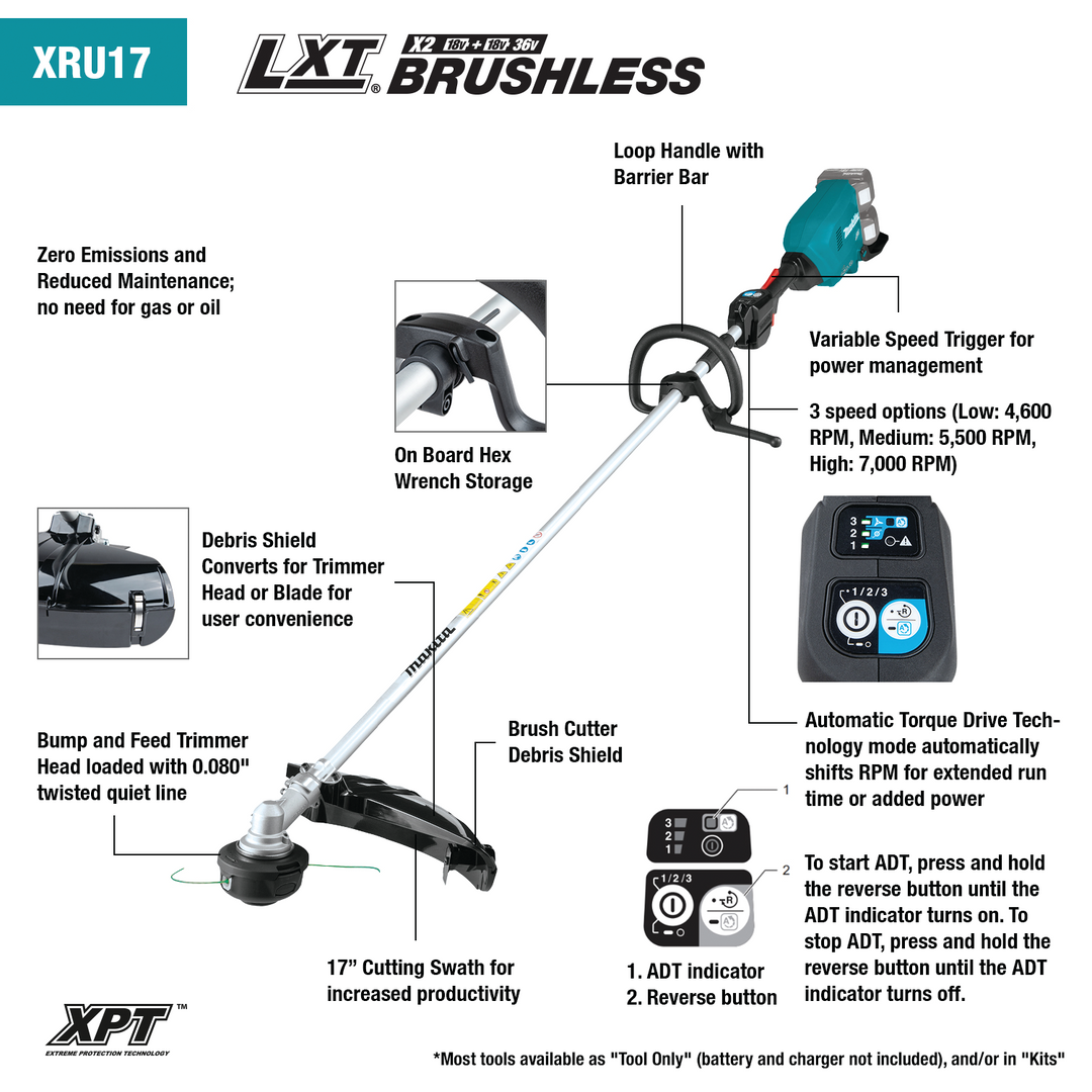 36V (18V X2) LXT® Brushless String Trimmer Kit (5.0Ah) XRU17PT