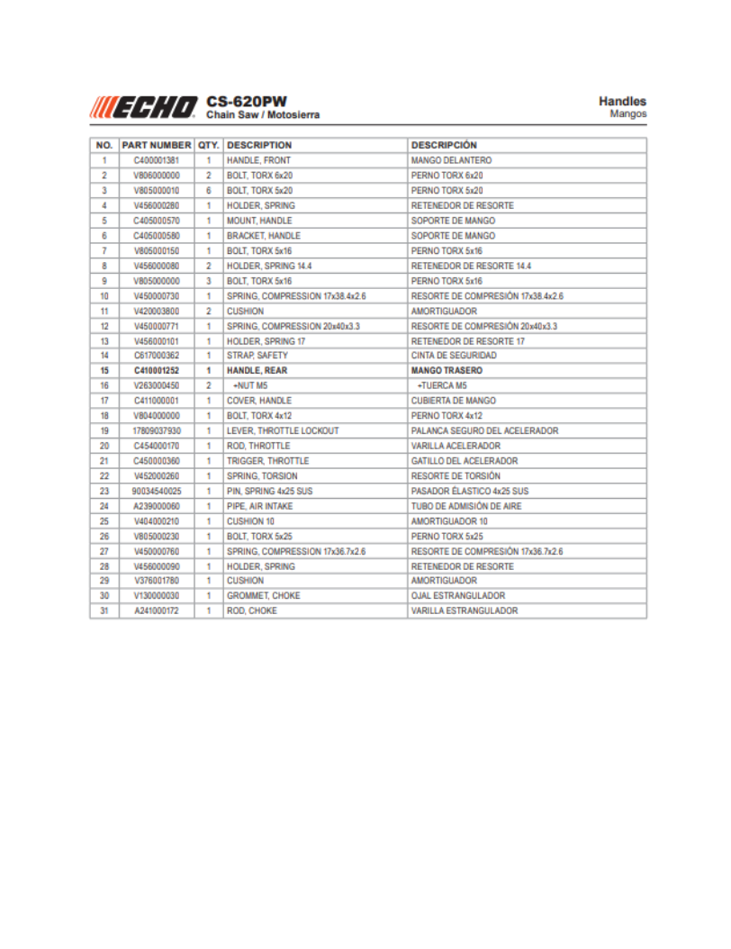 Echo cs best sale 590 wrap handle
