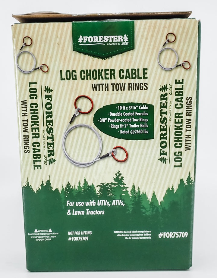 FORESTER 10 FT LOG CHOKER CABLE WITH TOW RINGS ATV TRACTOR