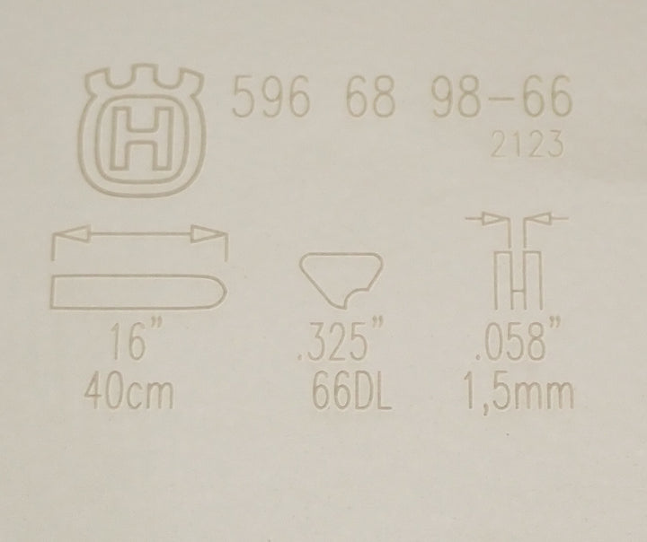 GENUINE FITS HUSQVARNA  SMALL MOUNT X-TOUGH BAR 16" .325 .058 66DL 596689866