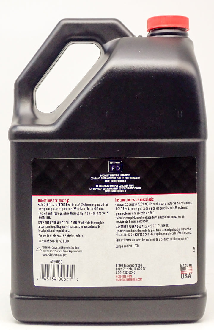 ECHO RED ARMOR 1 GALLON BOTTLE TWO STROKE OIL 128OZ MAKES 50 GALLONS