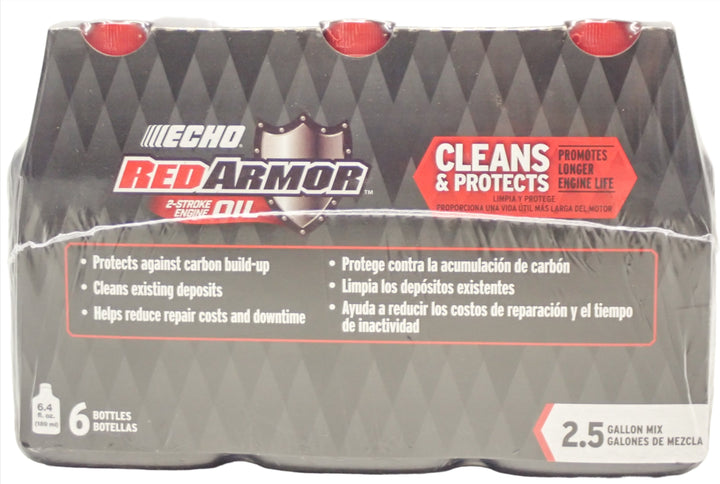 ECHO RED ARMOR 2.5 GALLON MIX TWO STROKE OIL 6 PACK 6.4OZ BOTTLES