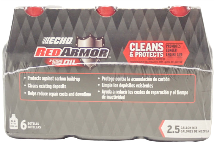 ECHO RED ARMOR 2.5 GALLON MIX TWO STROKE OIL 6 PACK 6.4OZ BOTTLES