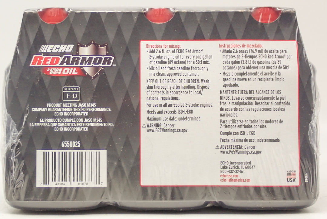 ECHO RED ARMOR 2.5 GALLON MIX TWO STROKE OIL 6 PACK 6.4OZ BOTTLES