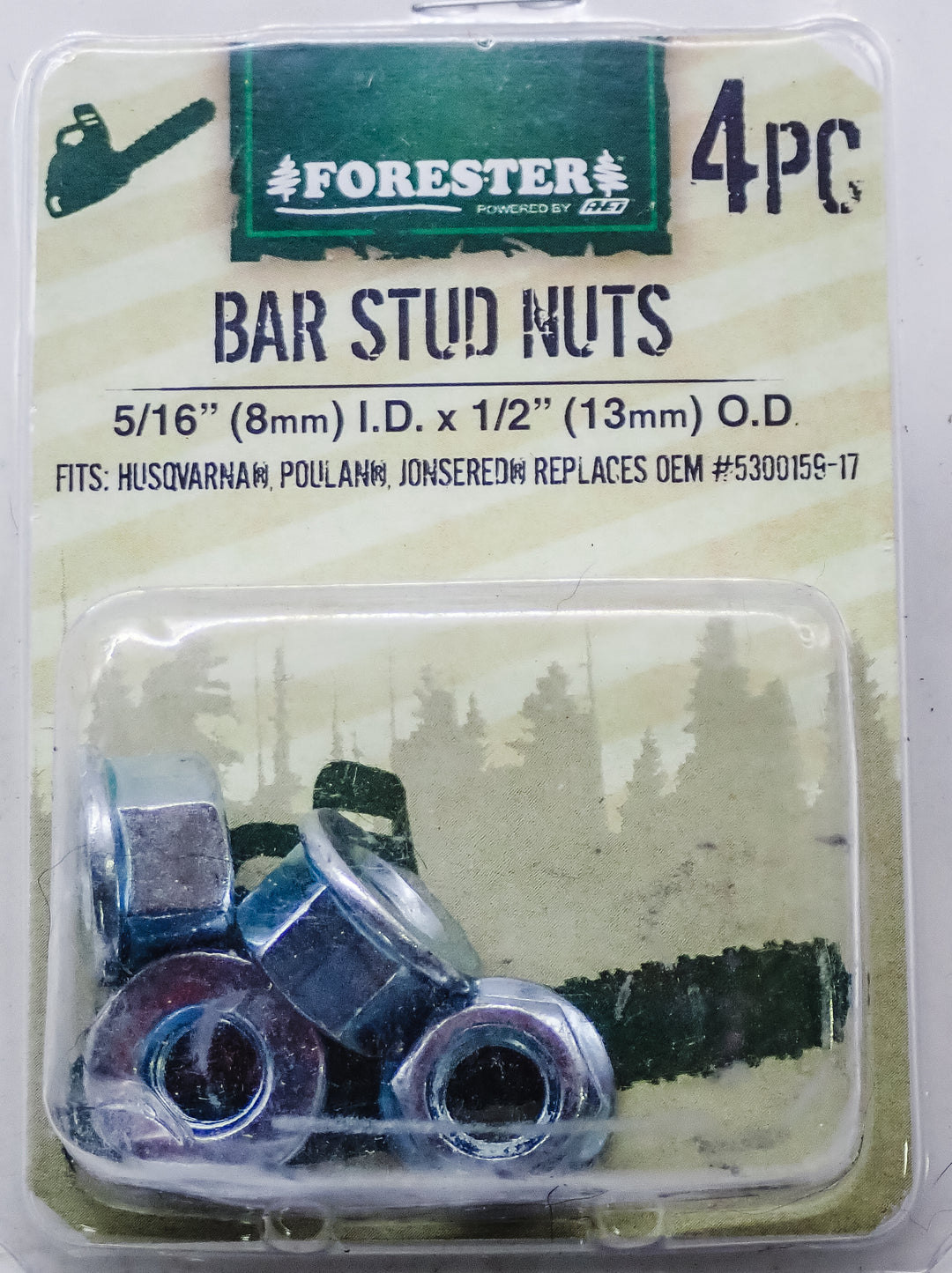 FORESTER 4 PACK CHAINSAW BAR NUT FITS MOST HUSQVARNA, POULAN